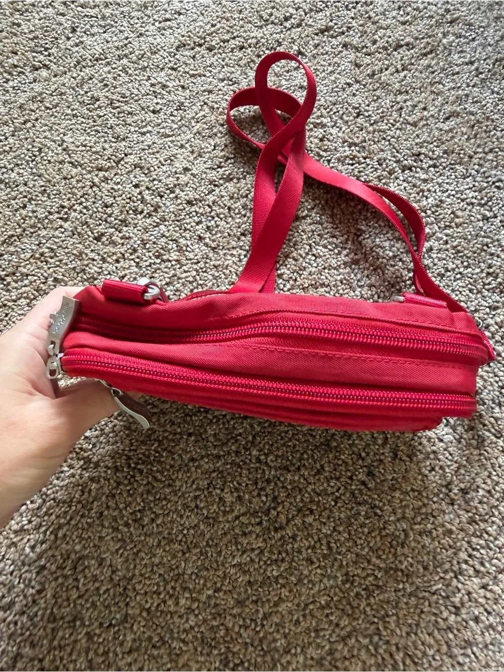 BAGGALLINI Bright Red Legacy Triple Zip Bagg Crossbody Convertible Clutch Waist
